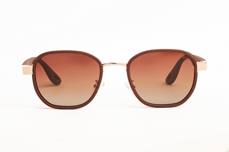 VEGAS Full Rim Hexagon Unisex Saddle Brown  Sunglasses V2068 S C5 - Image 1